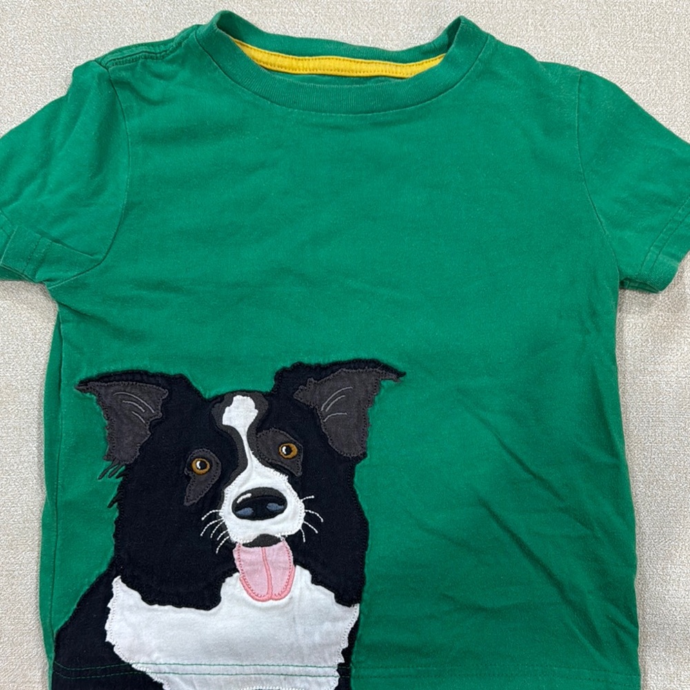 Mini Boden Green Dog Tee - Short Sleeve